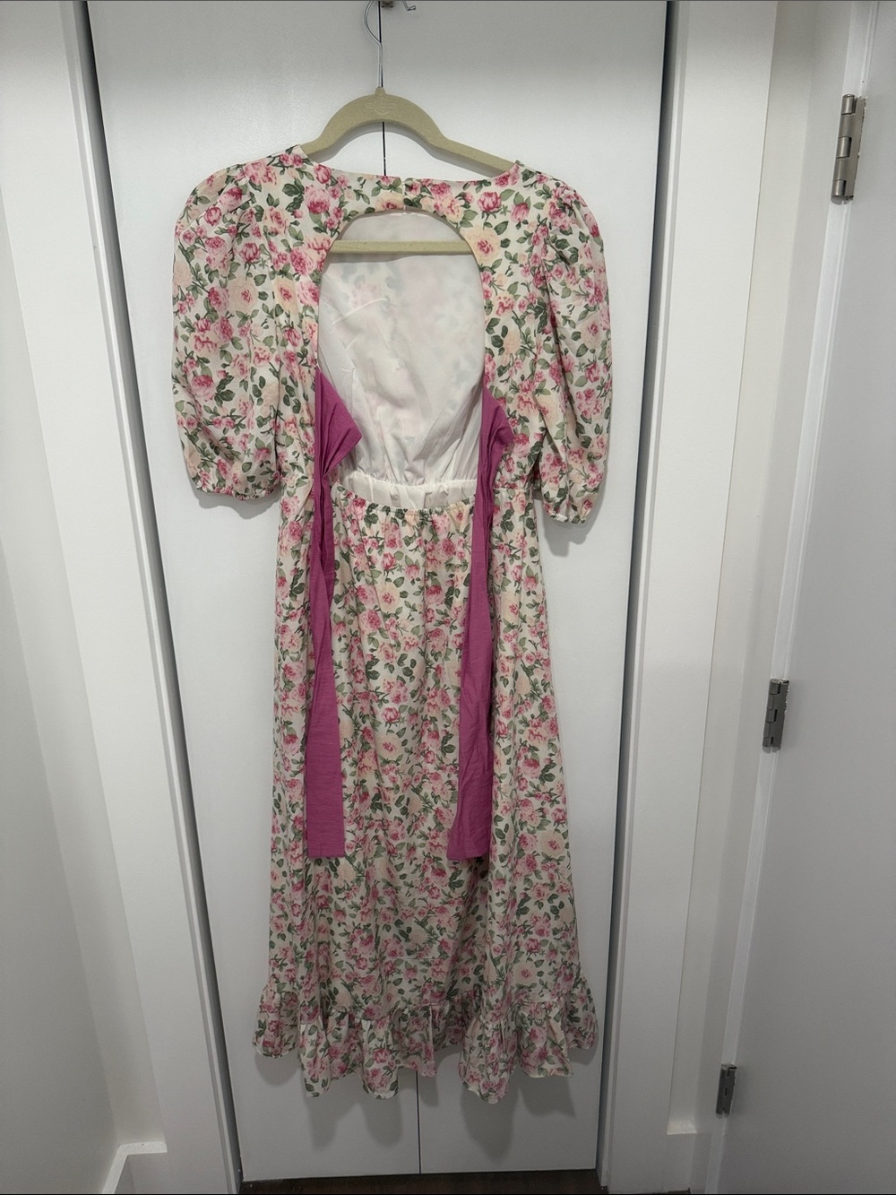 Sister Jane Cream Maxi Dress with Pink Rose Print - Picture 2 of 2